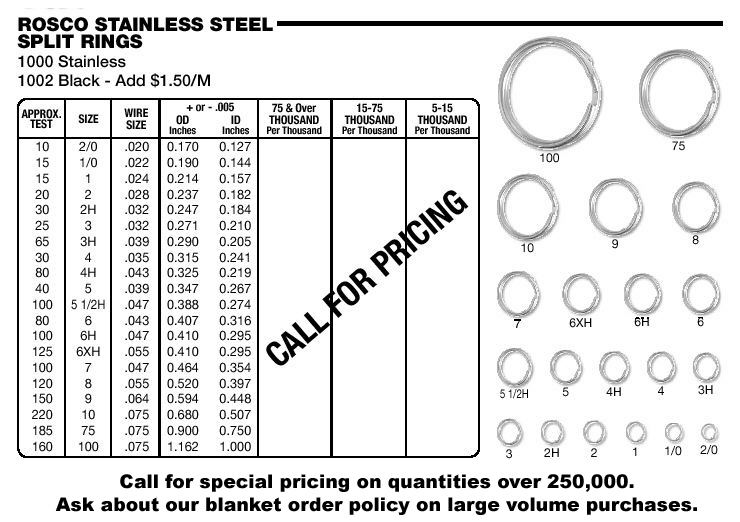 Rosco Stainless Steel Split Rings Size 8